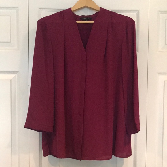 Investments Tops - Investments Caroline Burgundy 3/4 Sleeve Blouse Size XL